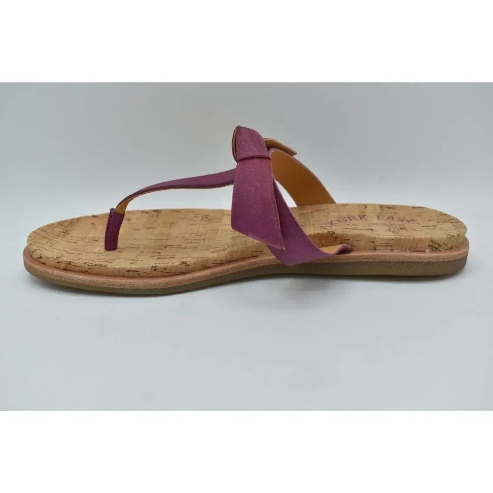 Kork-Ease‎ Womens Size 7 Blake T-Strap Purple Leather Thong Sandals Shoes